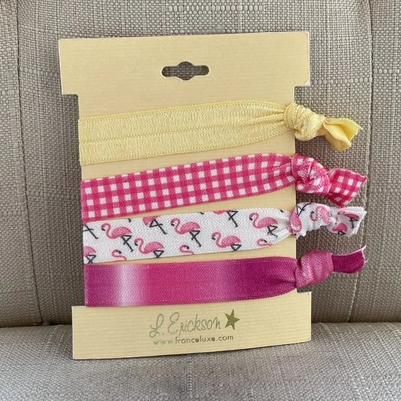 L. Erickson Women Hair Pony Tail Multi Color Hair Tie France Luxe Set Of 4 - Picture 5 of 8